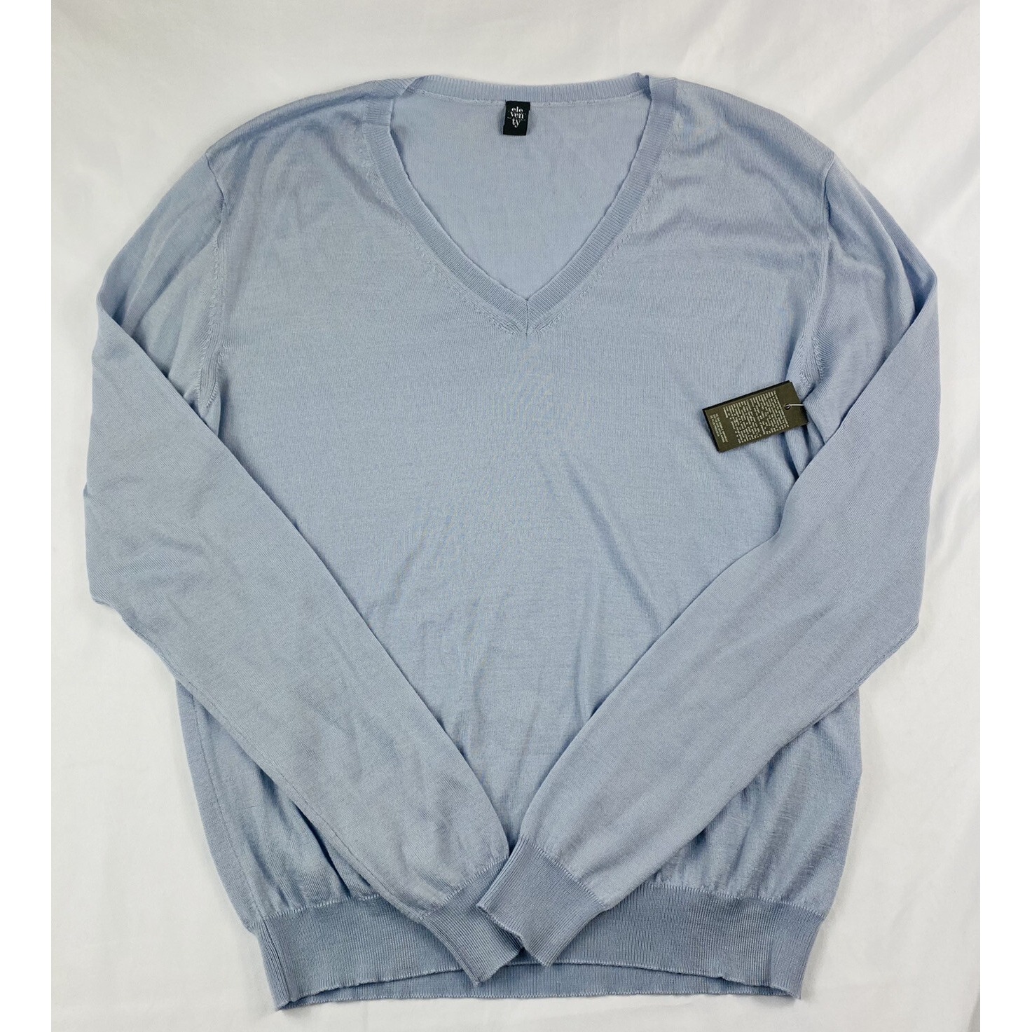 Eleventy Light Blue Wool Silk Lightweight Womens V Neck Sweater M Nwt — image 4 of 6